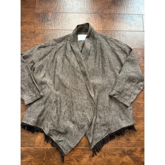 Zara Outerwear 100% Linen Boho Casual Lagenlook Jacket Top Size M - Picture 6 of 9